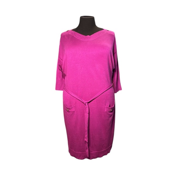New Lane Bryant Womens Magenta 3/4 Sleeve Sweater Dress 22/24 Plus Size NWT - Picture 2 of 8
